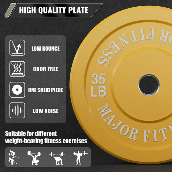 Major Fitness Low Bounce Bumper Plates Olympic Weight Plates 104KG Set